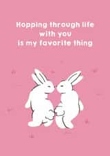 Cute Valentine's Day Card - Hopping Rabbits created by Zove Ahh