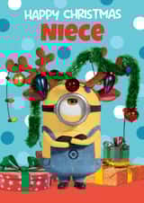Festive Minions Christmas Card For Niece – Reindeer Fun created by Danilo