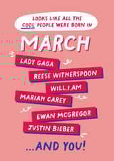 Fun Birthday Card - March Birthday - Cool People created by PaperPaper