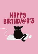Funny Birthday Card - Black Cat - Keyboard created by Laura Beutner