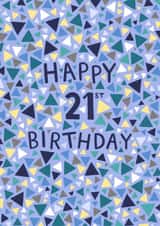 Classic Birthday Card - 21st - Geometric Pattern - For Him created by Pear Tree Press