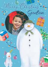 Personalised Christmas Photo Card created by Danilo - Personalised Snowman Christmas Photo Card For Godson
