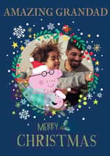 Personalised Christmas Photo Card created by Danilo - Peppa Pig Personalised Christmas Photo Card for Grandad – Festive Wreath Design