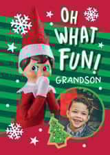 Personalised Christmas Photo Card created by Danilo - Personalised Elf Christmas Photo Card For Grandson – Oh What Fun!