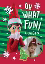 Personalised Christmas Photo Card created by Danilo - Personalised Elf Christmas Photo Card For Cousin – Oh What Fun! 