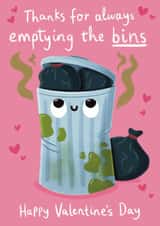 Funny Valentine's Day Card - Emptying The Bins created by Sophie Kent Illustration
