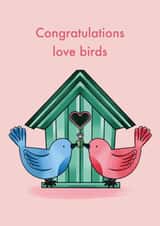 Cute Engagement Card - Love Birds - Birdhouse created by Emelia Brooks