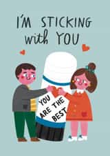 Cute Valentines Day / Anniversary Or friendship Card - Sticking With You created by Alice Mole Illustration