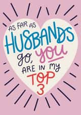 Funny Valentines Day Card - Top Three Husbands created by Christine Cuddihy Illustration