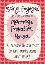 Funny Valentine's Day Card - Marriage Probation Period created by Christine Cuddihy Illustration