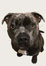 Cute Birthday/Just Because Card - Staffy - Dog created by Freya Fuller