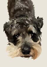 Cute Birthday/Just Because Card - Schnauzer - Puppy Eyes created by Freya Fuller