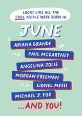 Fun Birthday Card - June Birthday - Cool People created by PaperPaper