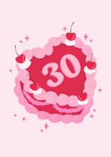 Pretty Birthday Card - 30th - Heart Shaped Cake created by Dolly’s Doodles