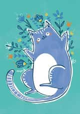 Cute Just Because Card - Floral Cat created by Kate Chesterton