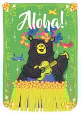Aloha Bear - Bold and Fun Hula Card created by Kate Chesterton