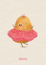 Cute Birthday Card - Potato In A Tutu created by Mia Tivey Illustration
