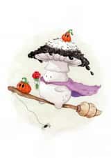 Cute Halloween Card - Mushroom Witch created by Bubba & Bean