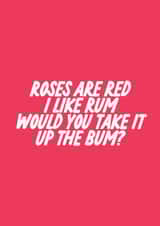 Rude Valentine's Day Card - Up The Bum created by The Marmalade Cat