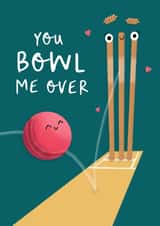 Cute Valentine's Day Card - Cricket - You Bowl Me Over created by Painted Parasol Studio