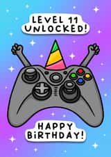 Cute Birthday Card - 11th - Level Eleven Unlocked created by Duck & Mustard