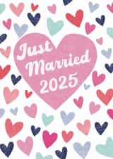 Classic Wedding Card - Just Married 2025 - Hearts created by Sticky Tape Kate