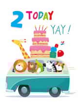 Cute 2nd Birthday Card - Animals - Cake created by Sarah Pitt