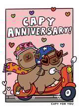 Cute Capybara Anniversary Card - Capy For You - Capy Anniversary created by JOLLY AWESOME