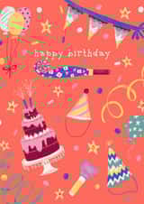 Cute Birthday Card - Balloons - Cake created by Nici Gabriel Designs