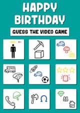 Fun Birthday Card - Guess The Video Game - Gamer created by Sophie Kent Illustration