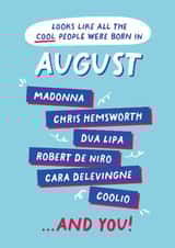 Fun Birthday Card - August Birthday - Cool People created by PaperPaper