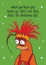 Funny Christmas Card - Pepé The Prawn - Christmas Snacks created by Woody's Design