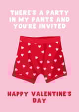 Cheeky Valentine's Day Card - There's A Party In My Pants - You're Invited created by Pink Peach Cards