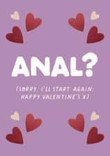 Rude Valentine's Day Card - Anal? created by The Buddy Fernandez Card Co.
