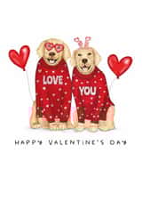 Cute Valentine's Day Card - Golden Retriever Couple - Love You created by badgerbee design