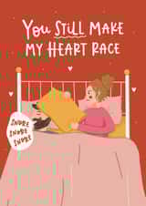 Funny Valentines Day Card - Snoring - Heart Race created by Abbie Imagine