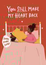 Funny Valentines Day Card - Heart Race - Snoring created by Abbie Imagine