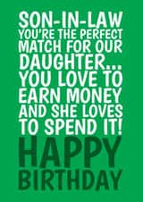 Funny Birthday Card - Daughter Loves Spending Money - For Son-In-Law created by @Cupsie's Creations