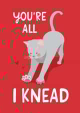Cute Valentine's Day Card - Cat - You're All I Knead created by The Cake Thief