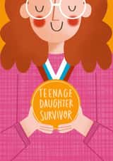 Cute Mother's Day Card - Teenage Daughter Survivor - Medal created by AbiGoLucky