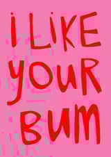 Fun Valentine’s Day/Anniversary Card - I Like Your Bum - Typography created by Kate Everett