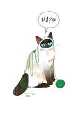 Cute Just Because Card - Siamese Cat - Tangled Up created by A Does Art