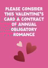 Funny Valentine's Day Card - Obligatory Romance created by The Buddy Fernandez Card Co.