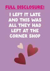 Fun Valentine's Day/Anniversary Card - Corner Shop - Disclosure created by The Buddy Fernandez Card Co.