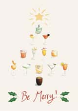 Illustrated Watercolour Cocktail Christmas Card created by Liss Lili
