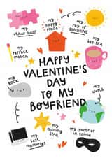 Cute Valentine’s Day Card - For Boyfriend - Illustrations created by Twisted Haggis