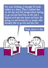 Funny Birthday Card - Stay Home - Introvert - Red wine created by Versed Aid