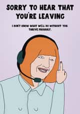 Funny Leaving Card - Middle Finger - Sorry To Hear You're Leaving. New job created by Blessherlittleartoons by Amy