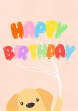 Cute Birthday Card - Balloons - Dog created by Megan-Ceri Dabbs