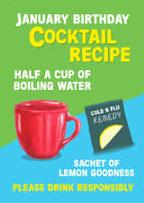 Funny Birthday Card - January Cocktail - Flu Season created by Pickled Prints